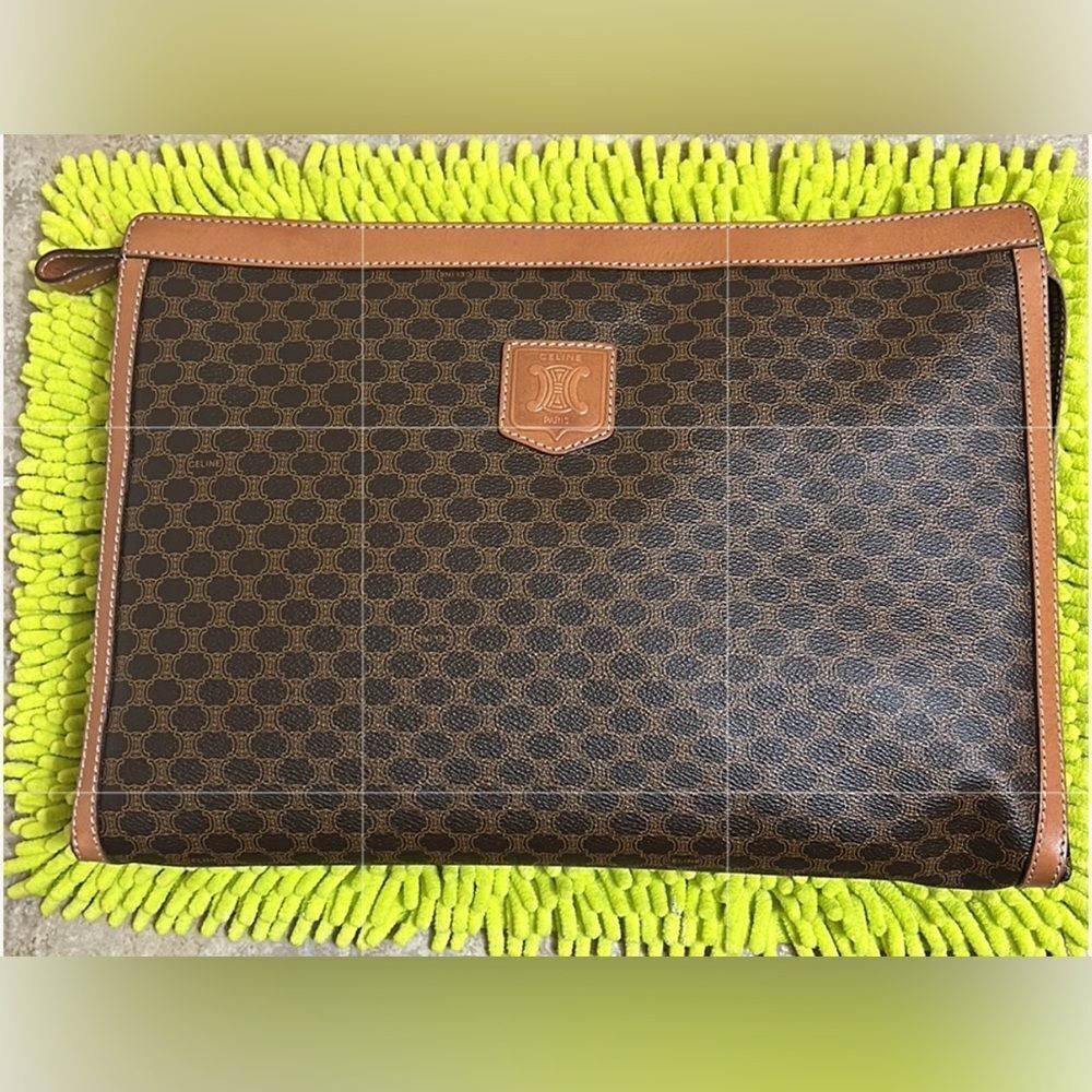 Celine Brown/Tan Leather Large Clutch